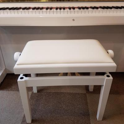 HOMCOM Banquette tabouret siège pour piano hauteur réglable 61L x 32l x  47-57H cm assise revêtement synthétique blanc pas cher 