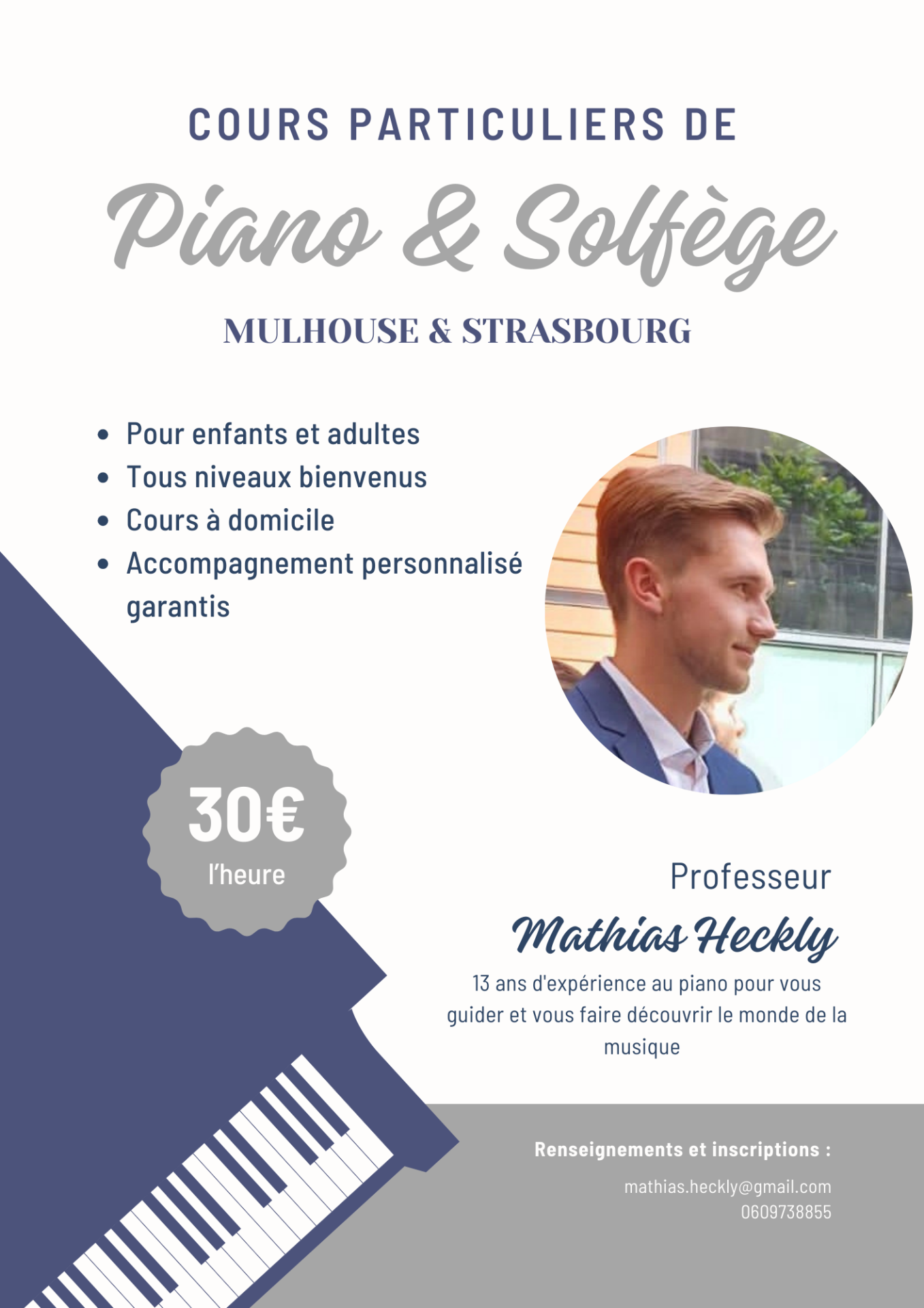 Mr HECKLY : Professeur de pianos sur la région de Mulhouse